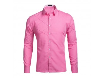 Camisa Masculina Slim Manga longa - Rosa 