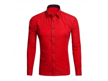 Camisa Masculina Slim Manga longa - Vermelho 