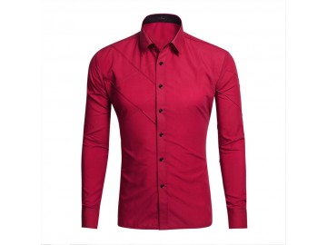 Camisa Masculina Slim Manga Longa - Vinho 