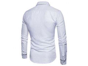 Camisa Masculina Slim Point Poás Manga Longa - Branco