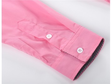 Camisa Masculina Slim Com Listras Manga Longa - Rosa