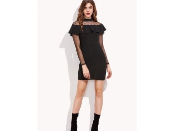 Vestido Curto Rule com Babado - Preto 