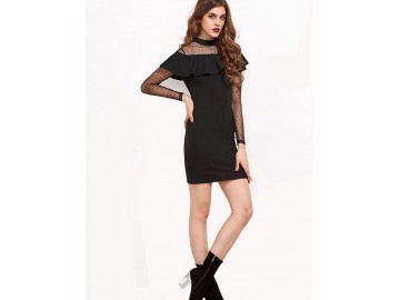 Vestido Curto Rule com Babado - Preto