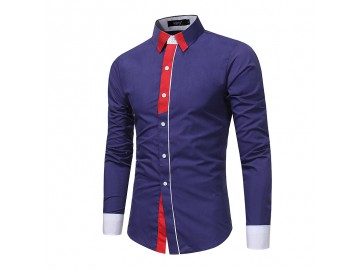 Camisa Masculina Slim Casual Manga Longa - Roxo 