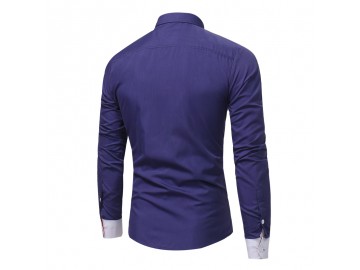 Camisa Masculina Slim Casual Manga Longa - Roxo