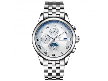 Relógio Tevise 9008 Masculino Automático Pulseira de Aço - Branco 