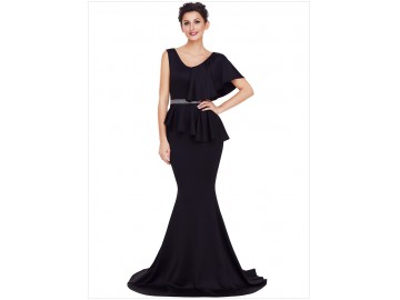 Vestido Longo Elegante Assimétricos - Preto 