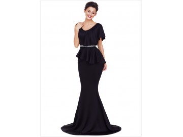 Vestido Longo Elegante Assimétricos - Preto