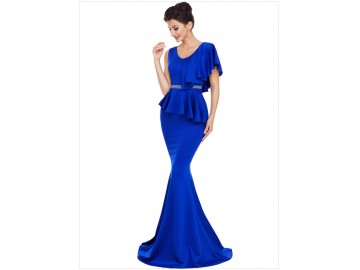 Vestido Longo Elegante Assimétricos - Azul