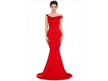 Vestido Longo Elegante Ombro Único - Vermelho 