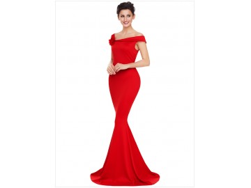 Vestido Longo Elegante Ombro Único - Vermelho