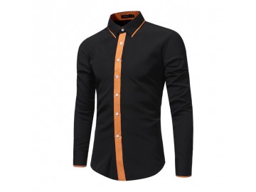 Camisa Masculina Slim Manga longa - Preto 