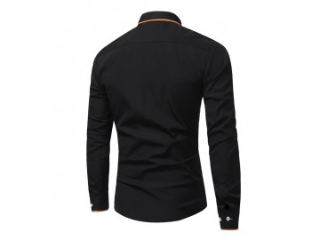 Camisa Masculina Slim Manga longa - Preto