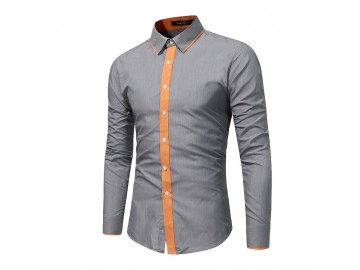 Camisa Masculina Slim Manga longa - Cinza 