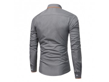 Camisa Masculina Slim Manga longa - Cinza