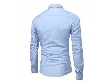 Camisa Masculina Slim Manga longa - Azul