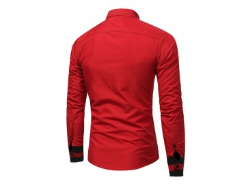 Camisa Masculina Slim Manga longa - Vermelho