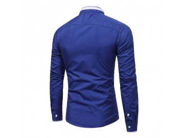 Camisa Masculina Slim Manga longa - Azul