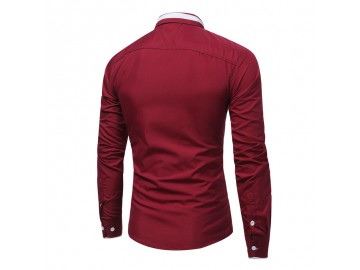 Camisa Masculina Slim Manga Longa - Vinho