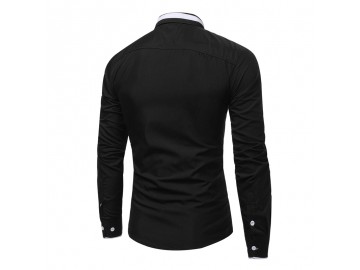 Camisa Masculina Slim Manga Longa - Preto