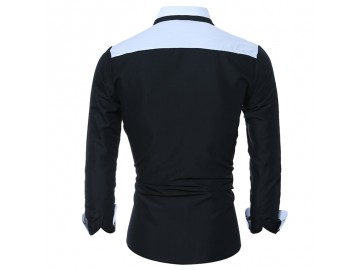 Camisa Masculina Slim Bicolor Manga longa - Preto