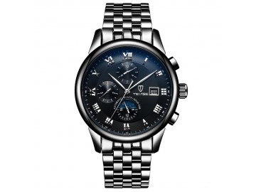 Relógio Tevise 9008 Masculino Automático Pulseira de Aço - Preto Sólido 