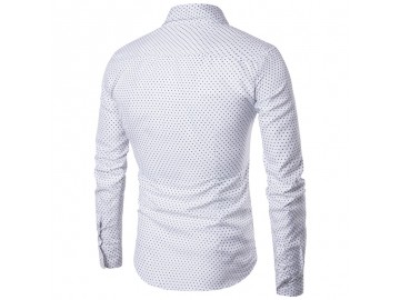 Camisa Masculina Slim Point Poás Manga longa - Branco