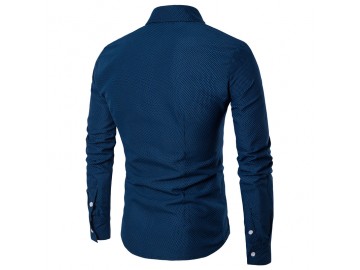 Camisa Masculina Slim Fit  Point Poás Manga longa - Azul Marinho