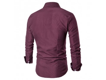 Camisa Masculina Slim Fit  Point Poás Manga longa - Vinho