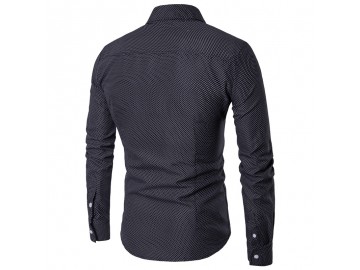 Camisa Masculina Slim Fit Point Poás Manga longa - Preto