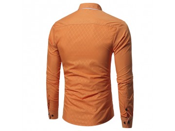 Camisa Masculina Casual Slim Manga Longa - Laranja