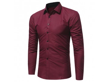 Camisa Masculina Slim Manga Longa - Vinho 