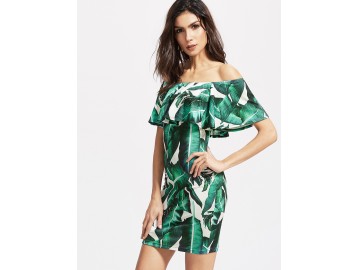 Vestido Curto Estampado Tomara que Caia - Verde