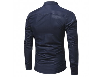 Camisa Masculina Slim Manga Longa - Azul Marinho