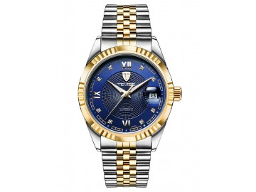 Relógio Tevise T629-003 Masculino Automático Pulseira de Aço - Azul e Dourado 