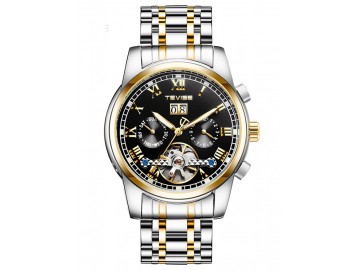 Relógio Tevise T9005 Masculino Automático Pulseira de Aço - Preto e Dourado 