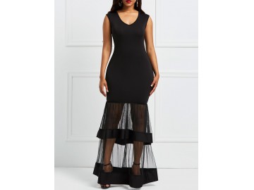 Vestido Longo Elegante Tule - Preto 