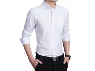 Camisa Masculina Slim Manga Longa - Branco 