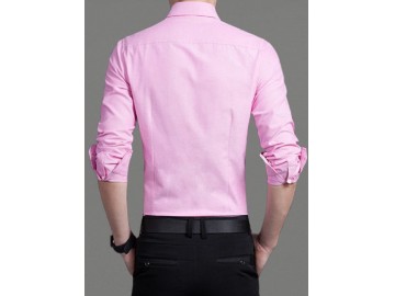 Camisa Masculina Slim Manga Longa - Rosa