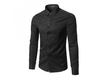 Camisa Social Masculina Slim Manga longa - Preto 