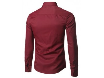 Camisa Social Masculina Slim Manga longa - Vinho