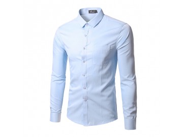 Camisa Social Masculina Slim Manga longa - Azul Claro 