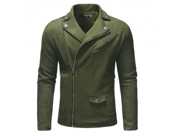 Jaqueta Masculina Couro - Verde Exército 