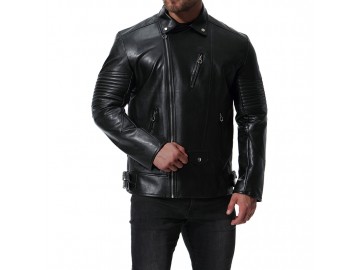 Jaqueta Masculina de Couro - Preto 