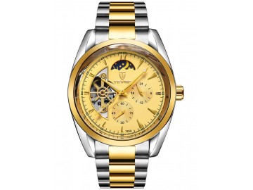 Relógio Tevise 795A Masculino Automático Pulseira de Aço - Dourado 