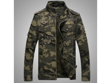 Jaqueta Masculina Camuflada Gola Alta- Verde Exército 