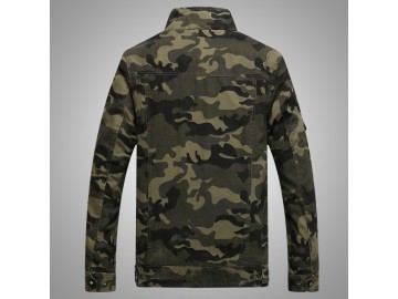 Jaqueta Masculina Camuflada Gola Alta- Verde Exército