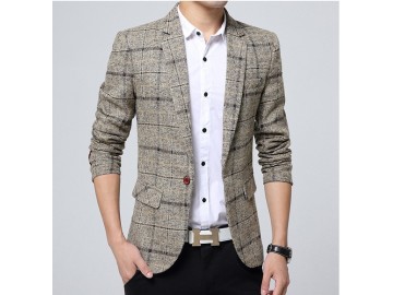 Blazer Masculino Xadrez - Marrom Claro 