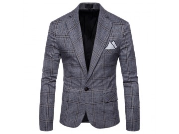 Blazer Masculino Xadrez - Cinza 